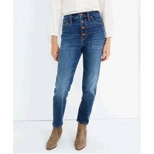 Madewell 10" High-Rise Skinny Jeans Distressed Button-Front Size 31